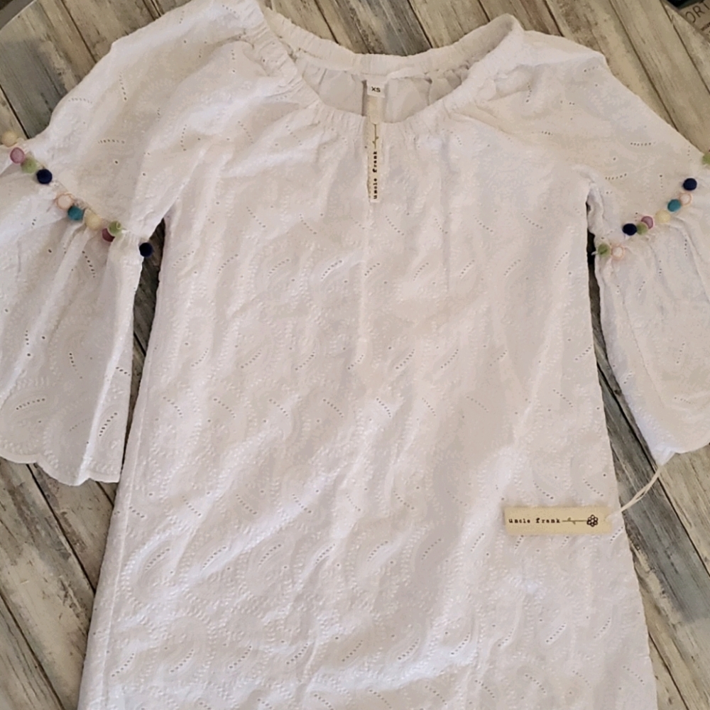 Uncle Frank White Eyelet Tunic PomPom dress XS